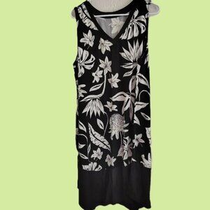 Black and white floral party time, event ready, comfortable Ladies fun Dress